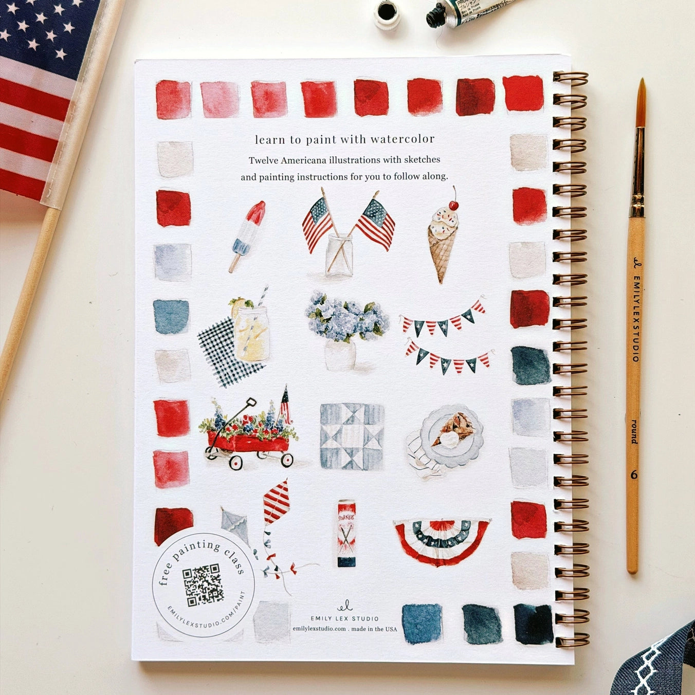 June 25th, Emily Lex Studio: "Americana Watercolor Workbook" Painting Class