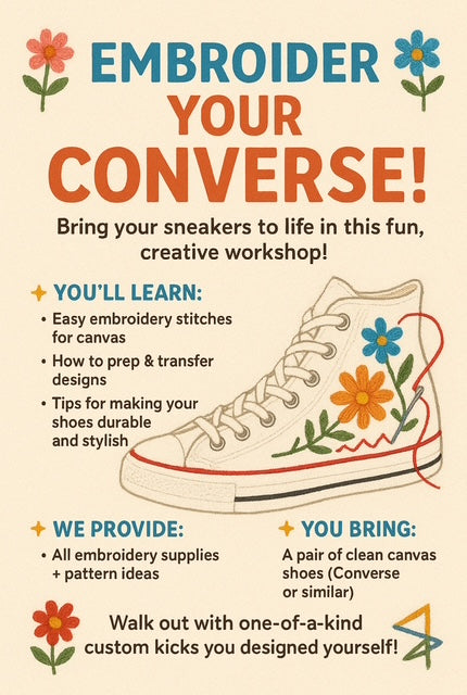 Embroider Your Converse! Sunday, October 19th 5pm-7pm